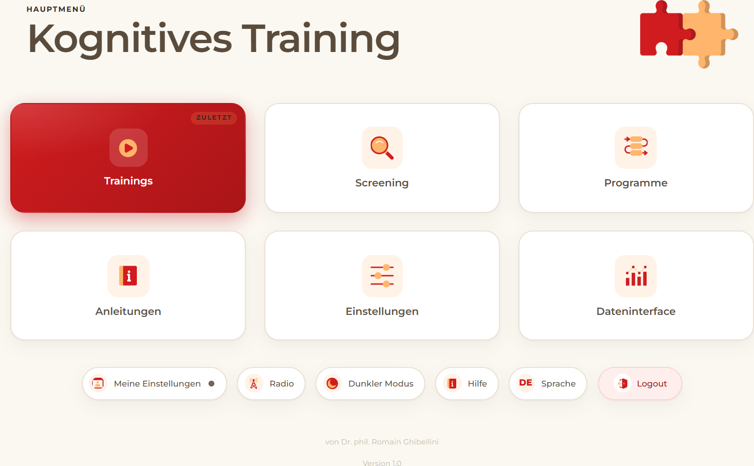 Startseite von Kognitives Training